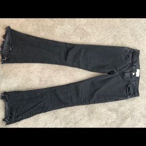 Black Flare Frayed Jeans